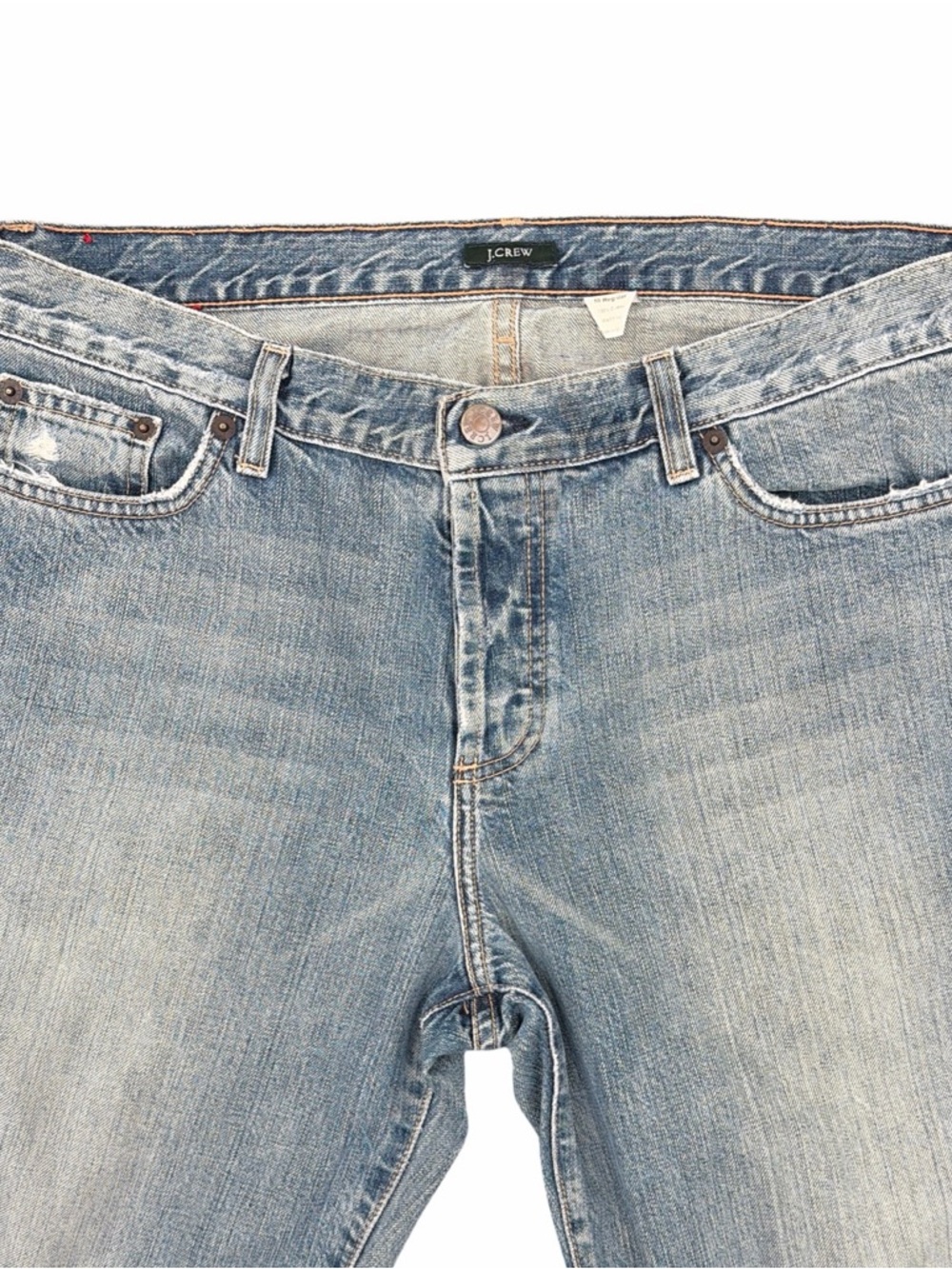 J. Crew Women’s Cuffed Straight Leg Light Blue Wash Button Fly Jeans Size 10 - Picture 5 of 10